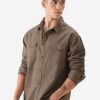 Solid Brown Men Utility Shirt