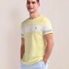 Colorblock Yellow Half Sleeves Crew Neck T-Shirt